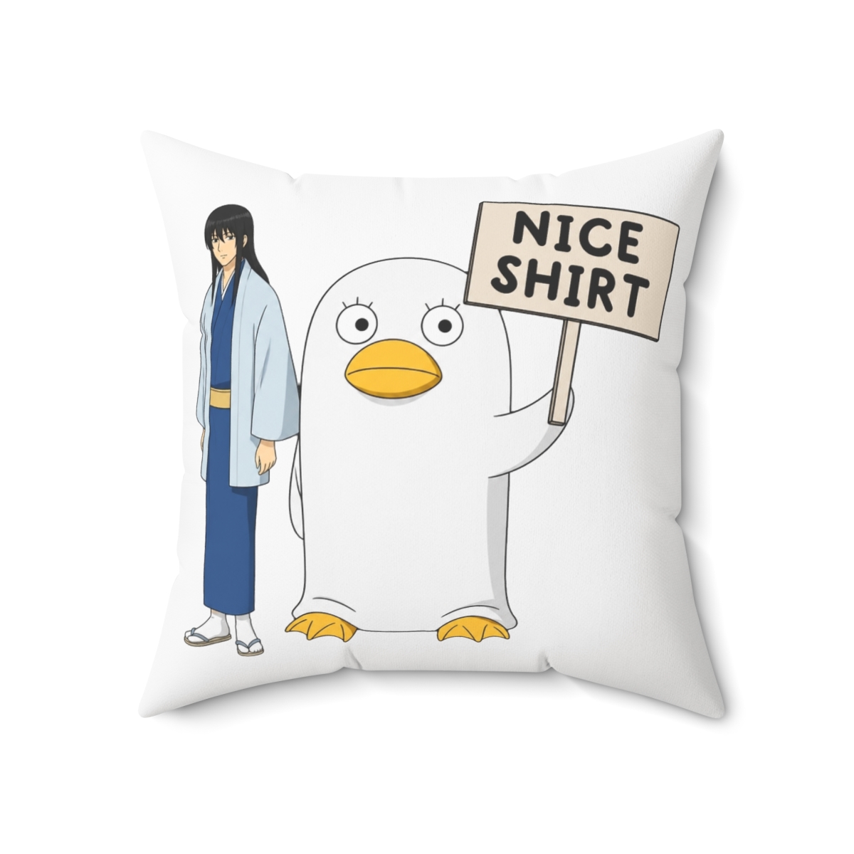 Katsura And Elizabeth Nice Shirt Throw Pillow | Gintama - alternate angle 5, merchandise