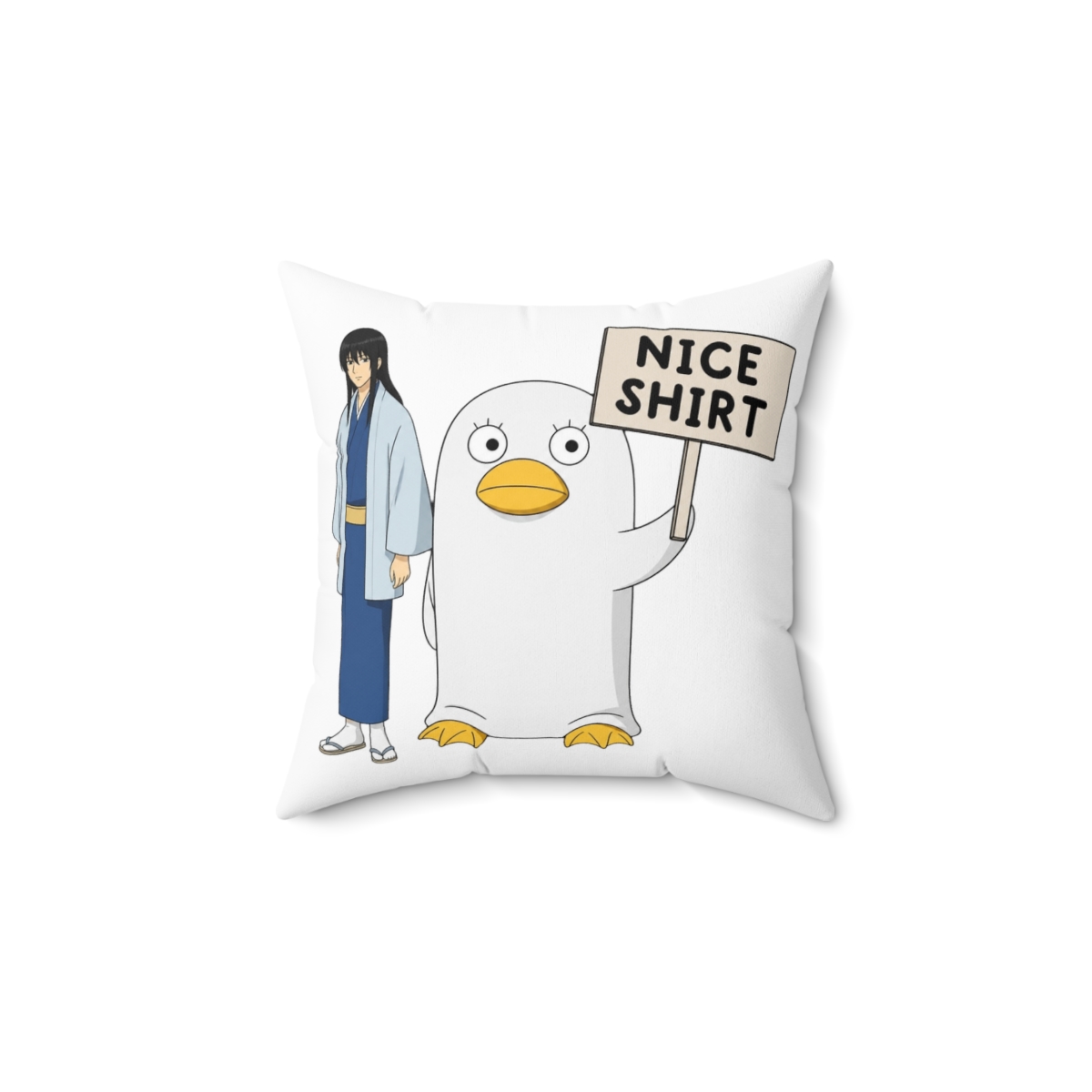 Katsura And Elizabeth Nice Shirt Throw Pillow | Gintama - alternate angle 1, merchandise