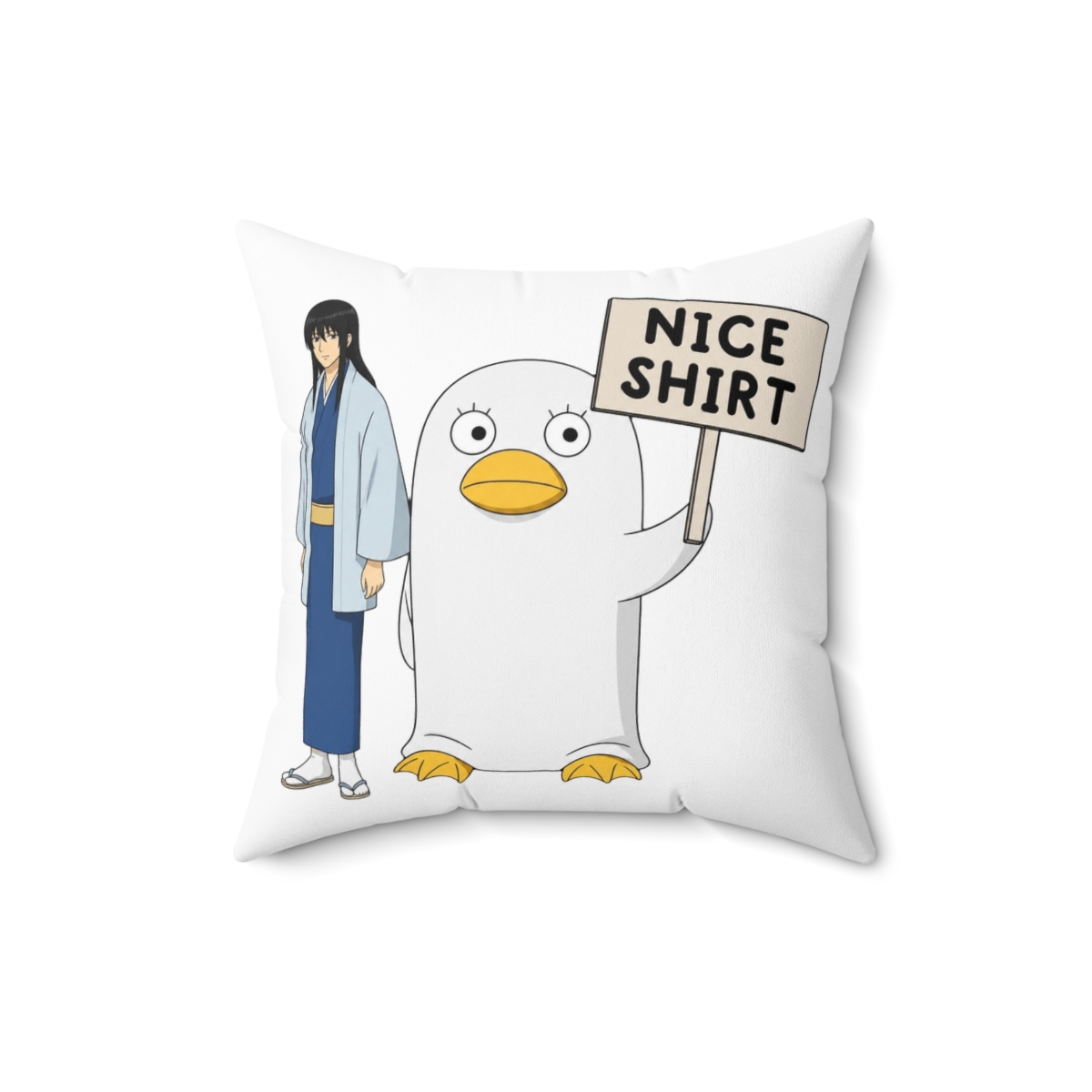 Katsura And Elizabeth Nice Shirt Throw Pillow | Gintama - alternate angle 2, merchandise