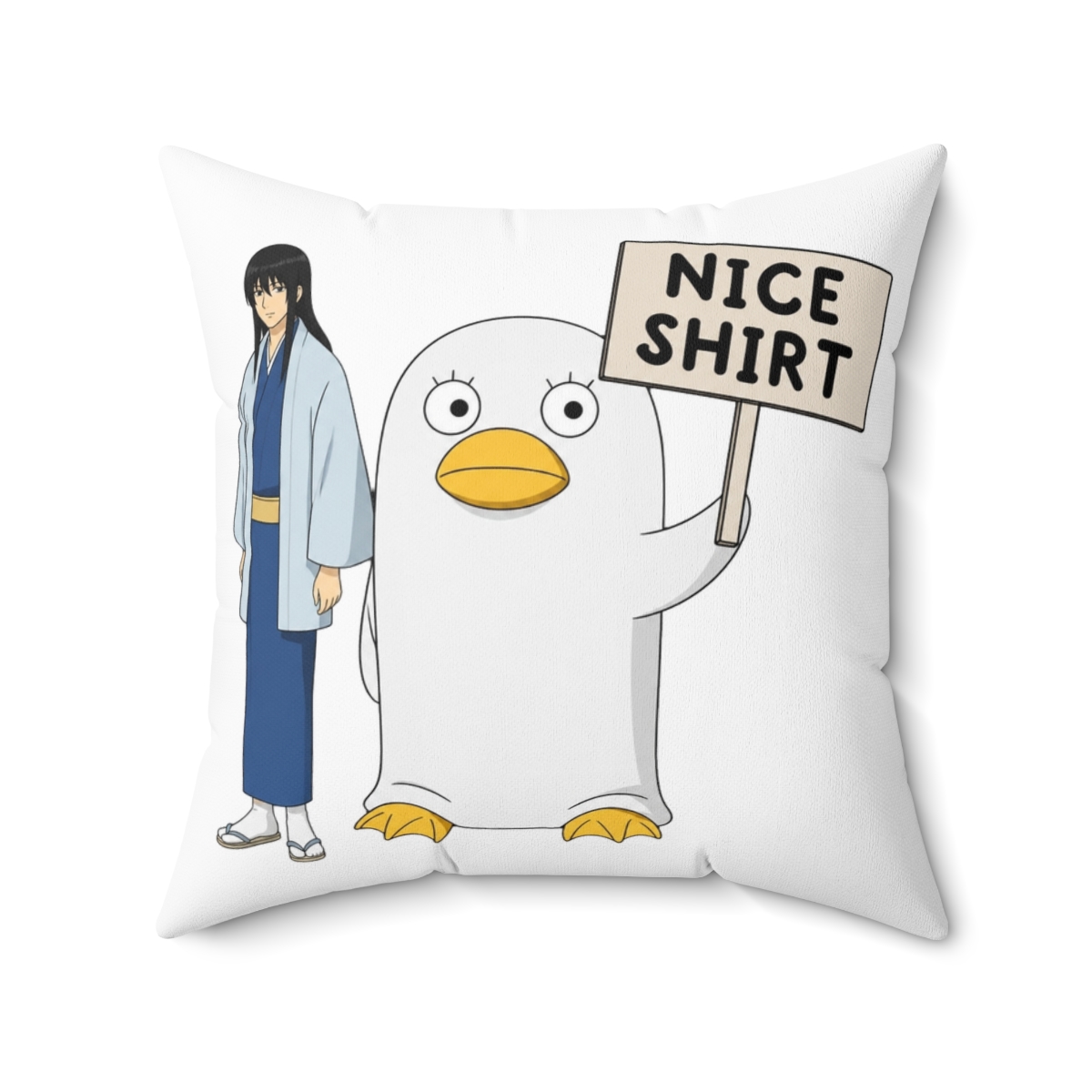 Katsura And Elizabeth Nice Shirt Throw Pillow | Gintama - alternate angle 4, merchandise